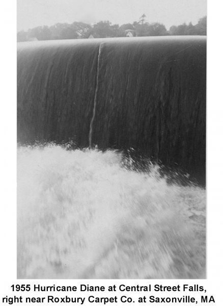 The Great Falls at Saxonville, as water from 1955's Hurricane Diane pounds its way over the falls.