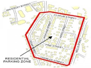 Framingham, 2010 Parking Sticker Pilot Area near Commuter Rail Station