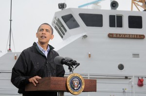PHOTO - President Obama at Deepwater Horizon spill news conference.