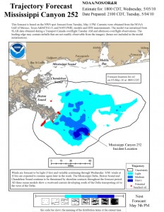 DEEPWATER HORIZON SPILL - NOAA 24 hour trajectory map, (May 4, 2010)