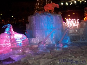 First Night boston - New Years Eve Ice Sculpture in front of Boston Public Library.