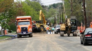 Sewer main construction on Grant St.