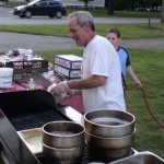 Mark Curtis of Eagles All American Grill -- he just flipped me a burger!