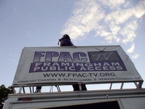 Cameraman atop the FPAC-TV Mobile Studio