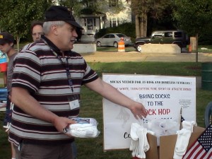 Donating Socks at Framingham Concert on the Green (July 15, 2011)