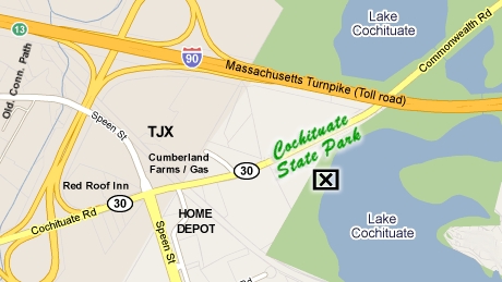 Map to Cochituate State Park Entrance (on Rt. 30)