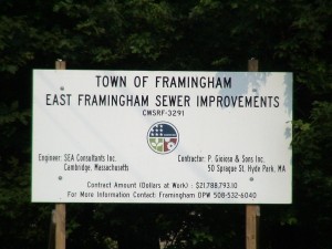 East Framingham Sewer Improvements (sign, August 2011)