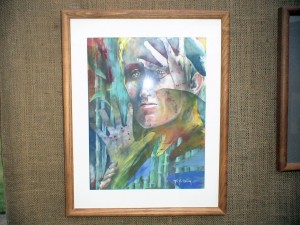 Deborah Bottomley abstracted portrait in watercolor.