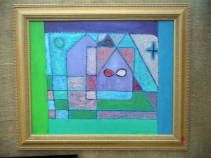 Colorful cubist style imparts the impression of stained glass in another Torres painting.