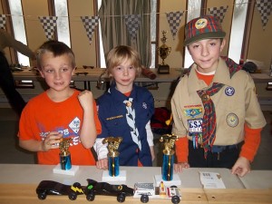 Building and racing Pinewood Derby cars, one of the favorite annual Scouting activities.