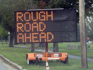 Rough Road Ahead (traffic sign, Framingham, MA)