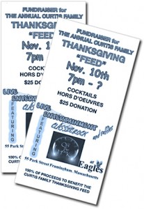 Tickets for the 2012 Fundraiser Dinner/ Dance to support the Curtis Family Thanksgiving in Framingham.