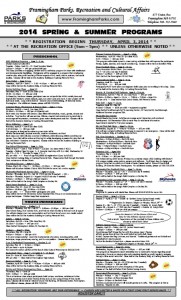 2014 Framingham Park and Rec programs