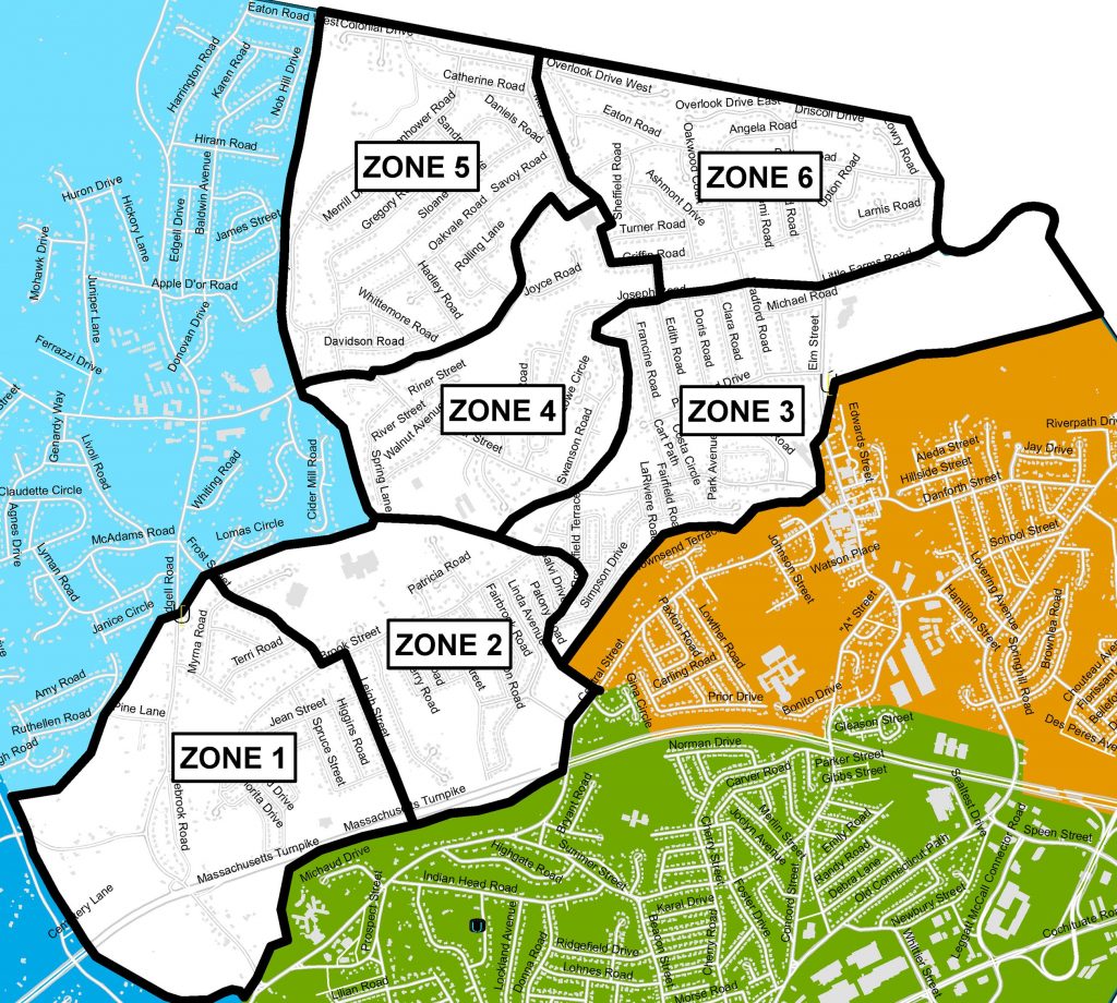 [map] 2021 Framingham water main flushing zones